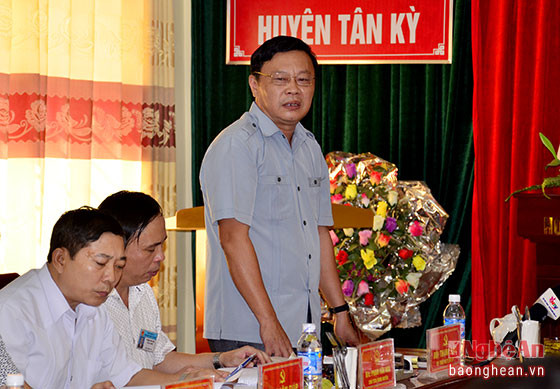 Đồng chí Bùi Thanh Bảo - Bí thư Huyện ủy Tân Kỳ phát biểu tại buổi làm việc.