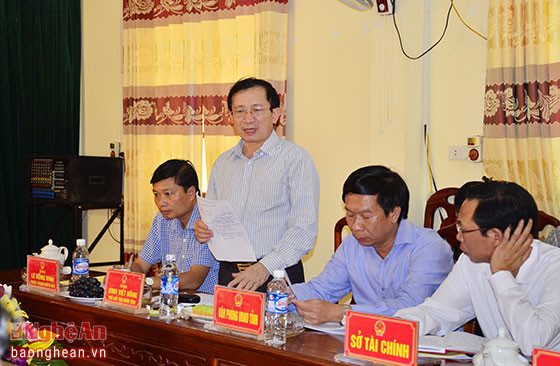 Đồng chí Đinh Viết Hồng - Phó Chủ tịch UBND tỉnh phát biểu tại buổi làm việc.