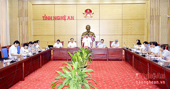 Đồng chí Nguyễn Xuân Đường - Phó Bí thư Tỉnh ủy, Chủ tịch UBND phát biểu kết luận buổi làm việc.