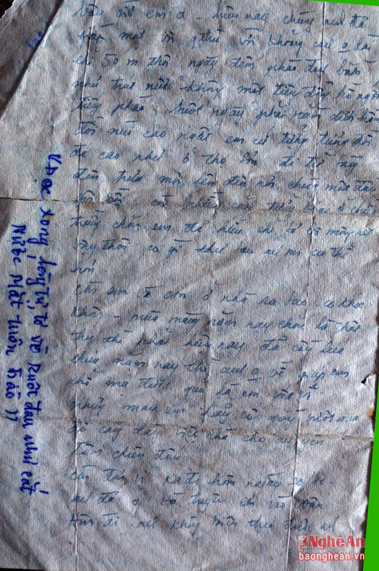 Bức thư cuối cùng của liệt sĩ Trần Văn Sơn chưa kịp gửi về cho gia đình.