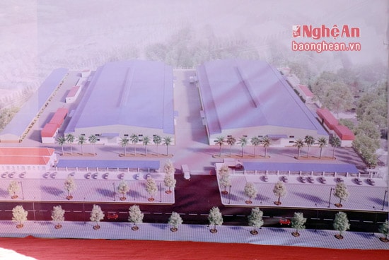 Phối cảnh Nhà máy may HI - TEX hàn Quốc tại Cụm công nghiệp nhỏ xã Nghĩa Mỹ, Thị xã Thái Hòa.