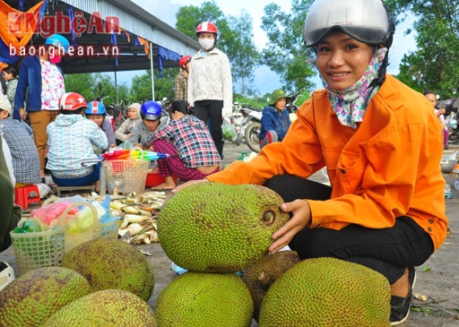  Mít dai ChâuThái, Châu Quang, nhiều múi ít xơ. Mỗi quả như thế này được bán với giá khoảng 70 - 80.000 đồng/quả.