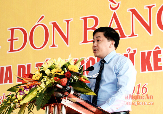 Đồng chí Hoàng Hồng Giang - Cục trưởng Cục Đường thủy nội địa Việt Nam phát biểu tại buổi lễ.