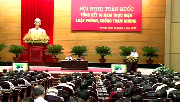Hội nghị toàn quốc Tổng kết 10 năm thực hiện Luật phòng, chống tham nhũng. (ảnh: HH) 