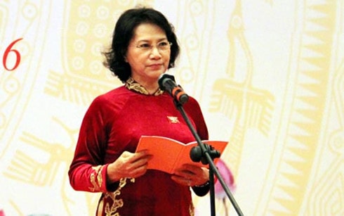 Chủ tịch Quốc hội Nguyễn Thị Kim Ngân phát biểu tại buổi gặp mặt