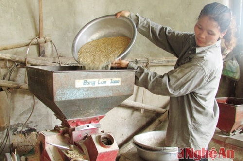Chị Hoàn đầu tư mấy xay xát lưa phục vụ bà con trong xóm