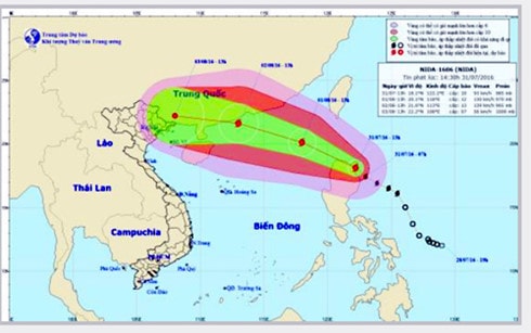 Dự báo hướng đi của bão số 2