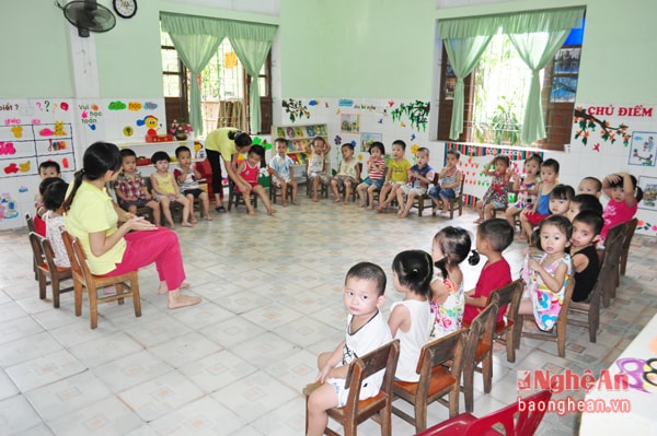 Một lớp học trẻ 5 tuổi Trường mầm non Hưng Dũng, thành phố Vinh
