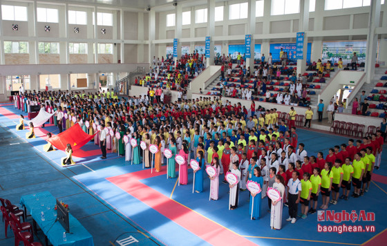 34 đoàn vận động viên ở 34 tỉnh về tham dự giải Teakwondo Hội khỏe Phù Đổng lần thứ IX tại Nghệ An