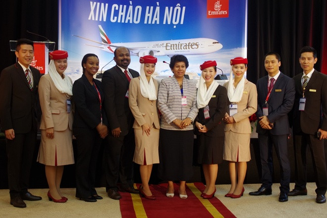 Hà Nội là điểm đến thứ hai của Emirates tại Việt Nam sau khi mở đường bay đầu tiên đến TP HCM năm 2012 và dịch vụ vận chuyển hàng hóa đến Hà Nội từ năm 2013. 