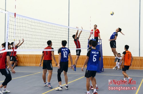 Đội tuyển bóng chuyền nam Nghệ An thể hiện sức mạnh tuyệt đối ở giải. 