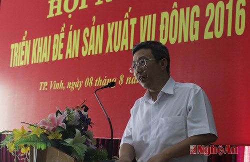 Ông Nguyễn Tiến Đức, trưởng Chi cục Trồng trọt và BVTV trình bày Đề án sản xuất vụ đông năm 2016