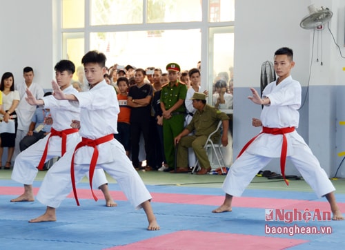 3 vận động viên Trịnh Xuân Đức, Nguyễn Hồng Phúc và Lê Trung Sơn đã thi đấu xuất sắc Ở nội dung Kata đồng đội nam THCS