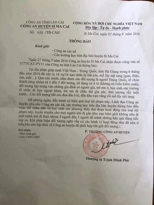 Thông tin 'bắt cóc lấy nội tạng' ở Hà Giang là do lỗi đánh máy - ảnh 1