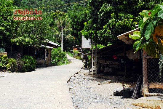 Con đường từ Quốc lộ 7 vào trung tâm bản dài khoảng 4 km đã được nhà nước đầu tư đổ bê tông từ năm 2014, tạo thuận lợi cho đồng bào Mông nơi đây phát triển kinh tế.