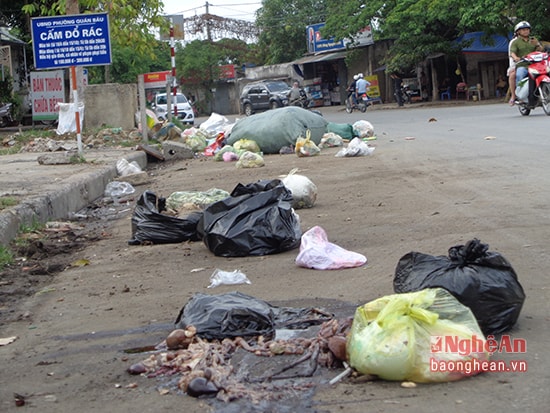 Rác thải vứt bừa bãi ở đường Lệ Ninh