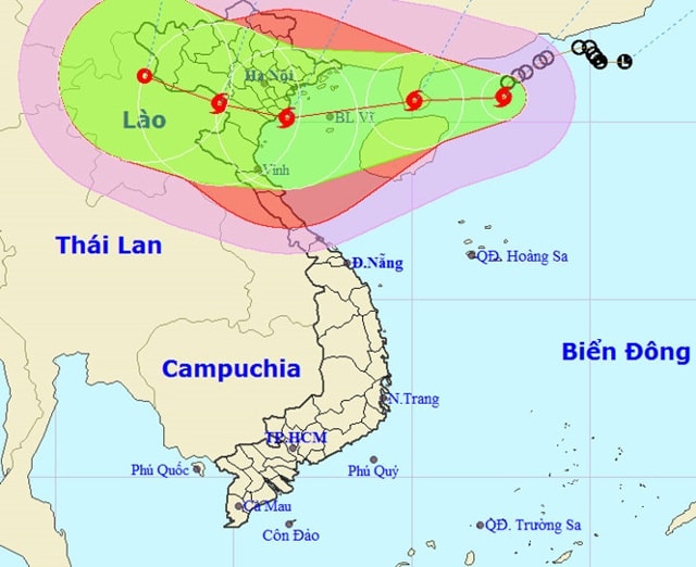 ường đi và vị trí cơn bão số 3