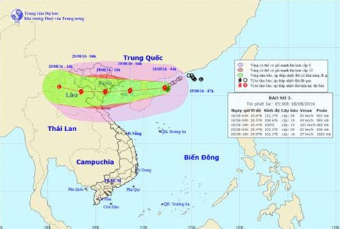 bao so 3 giat cap 14, huong thang vao cac tinh quang ninh den nghe an hinh 0