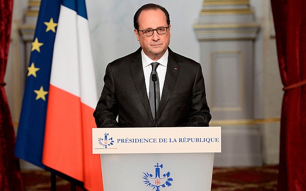 Tổng thống Pháp Francois Hollande. Ảnh: Telegraph.