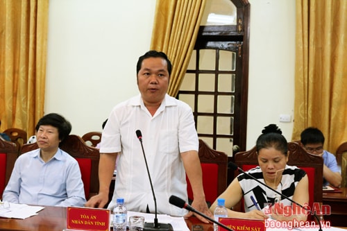 Đồng chí Trần Ngọc Sơn - Phó Chánh tòa án nhân dân tỉnh Nghệ An thông tin về một số vụ án đang chuẩn bị được đưa ra xét xử.