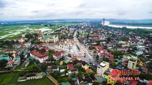 Thị trấn Đô Lương từ góc nhìn trên cao. Ảnh tư liệu.