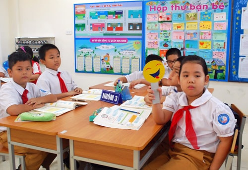Mô hình VNEN được áp dụng ở trường Tiểu học Nam Từ Liêm (Hà Nội). Ảnh: VNE.