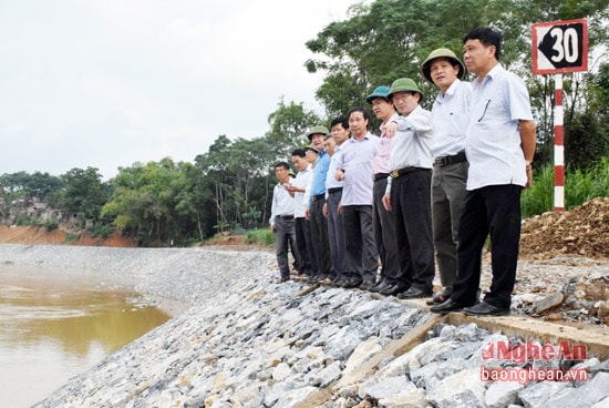 Đoàn kiểm tra công trình kè chống sạt lở dọc sông Lam trên địa bàn huyện Anh Sơn. Cuối năm 2015, trên địa bàn huyện Anh Sơn được nhà nước đầu tư xây dựng kè chống sạt lở sông Lam tại 2 xã Đỉnh Sơn và Lĩnh Sơn, tổng chiều dài gần 3 km, với tổng mức đầu tư gần 40 tỷ đồng. Công trình đến thời điểm này đã hoàn thành 80% khối lượng công việc.