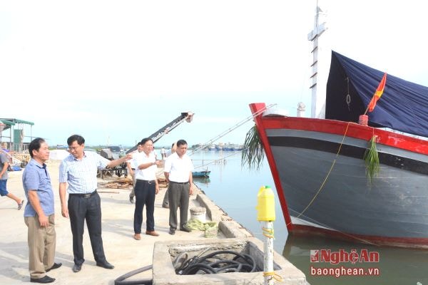 Lãnh đạo huyện Quỳnh Lưu khảo sát tình hình hoạt động kinh tế thủy sản