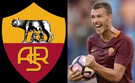 Truyền thuyết thành Rome in đậm trong logo của AS Roma. Ảnh Getty. 