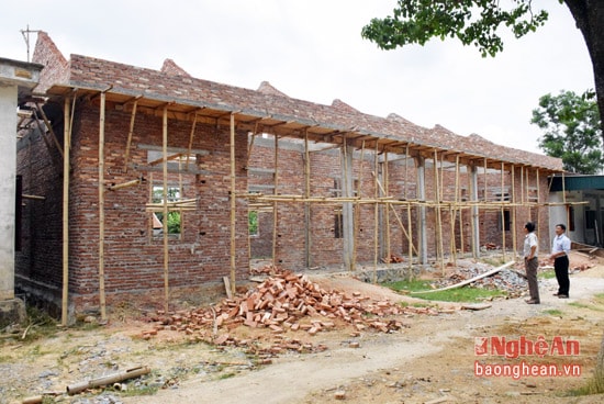 Xã Nghĩa Thái, huyện Tân Kỳ đang gấp rút hoàn thành công trường xây dựng Trường THCS để đón nhận xã NTM.