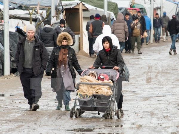 Người di cư tại trại tị nạn tạm Jungle ở Calais, miền Bắc Pháp. Ảnh: AFP.