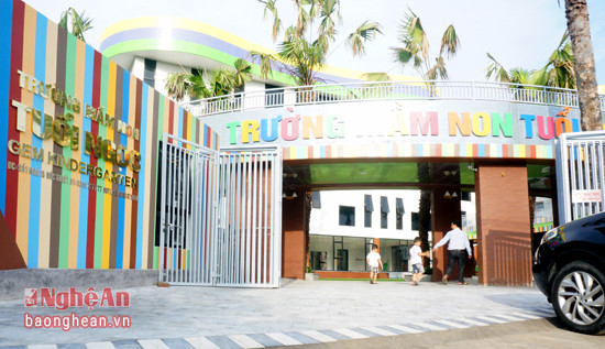 Trường Mầm non Tuổi Ngọc được đầu tư xây dựng tại Ngõ 15, đường Đốc Thiết, TP Vinh