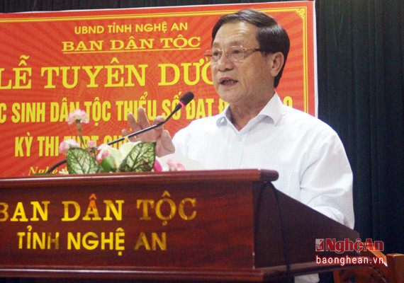 Đồng chí Lê Minh Thông phát biểu tại lễ tuyên dương