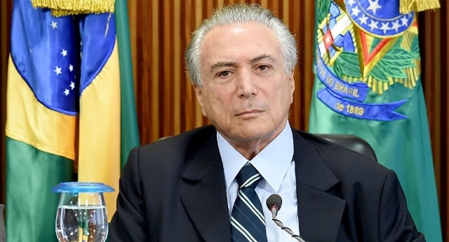 Tân tổng thống Brazil - Michel Temer phát biểu tại buổi tuyên thệ nhậm chức ngày 1/9. Ảnh: AFP