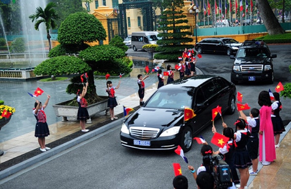 Sáng 6/9, lễ đón chính thức Tổng thống Francois Hollande đã được tổ chức trọng thể tại Phủ Chủ tịch ở Thủ đô Hà Nội. Ảnh: Nguyễn Hùng