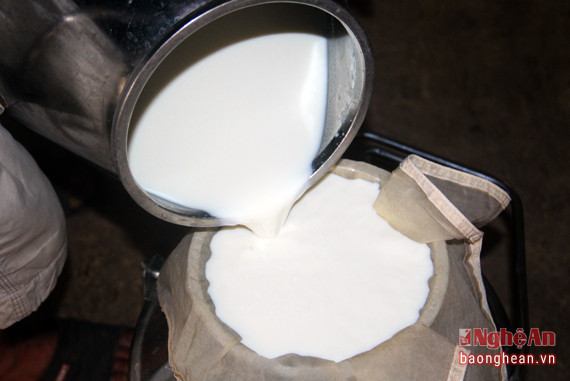 Sữa sau khi vắt được lóng qua màng lọc và bảo quản kỹ càng trong bình đựng. Ngay sau đó sẽ được bà con mang tới nhà máy TH để đảm bảo độ tươi ngon cho sữa.