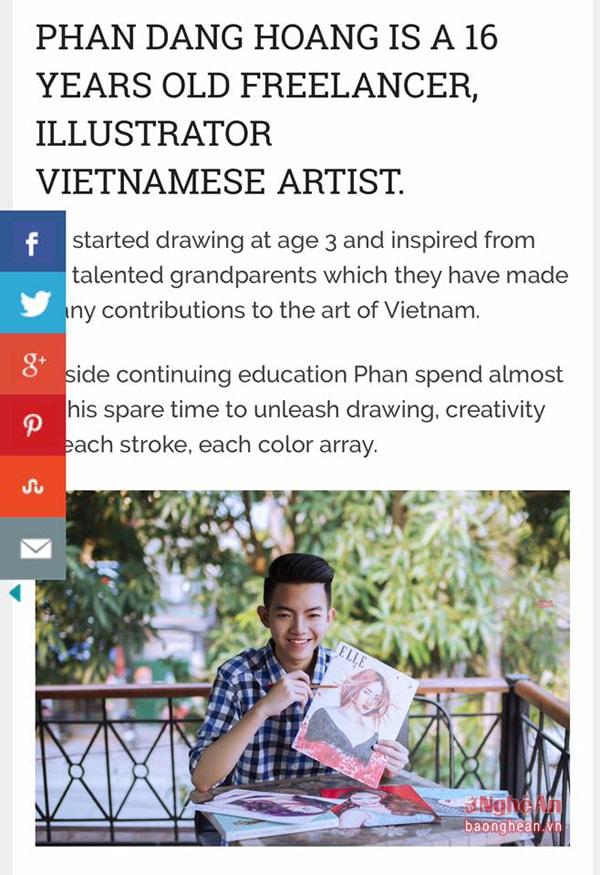  Nội dung viết về Hoàng đăng tải trên báo Mỹ Art People