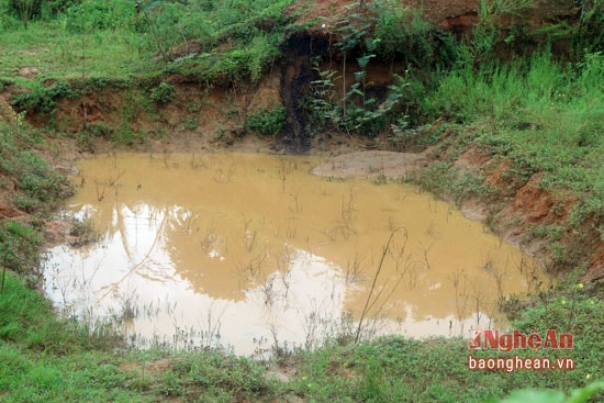 Theo ông Trần Huy Cảnh (trưởng thôn), 1 số đất nhiễm thuốc sâu đã được đào lên đưa đi xử lý tạo nên những hố sâu trên mặt đất.