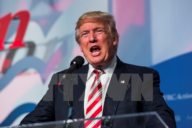 Ứng viên Tổng thống của đảng Cộng hòa Donald Trump phát biểu tại Washington, DC, ngày 9/9. (Nguồn: EPA/TTXVN)