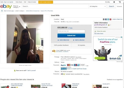 Simon rao bán vợ trên eBay. Ảnh: Metro
