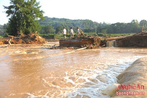 Lũ lớn vào rạng sáng ngày 14/9 đã làm nước sông trên địa bàn Quỳ Châu đột ngột dâng cao