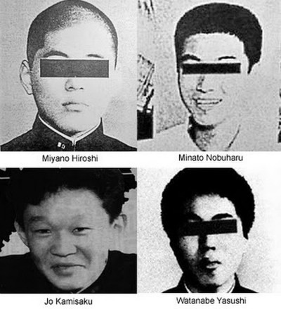 4 kẻ tra tấn, hãm hiếp Furuta. Danh tính của những tên này được xác định bởi truyền thông. Ảnh: ripeace