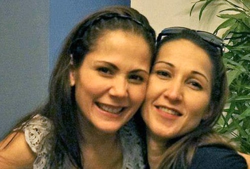 Aurora (right) with her sister Maritoni Fernandez (left) a famous screen actress in the Philippines