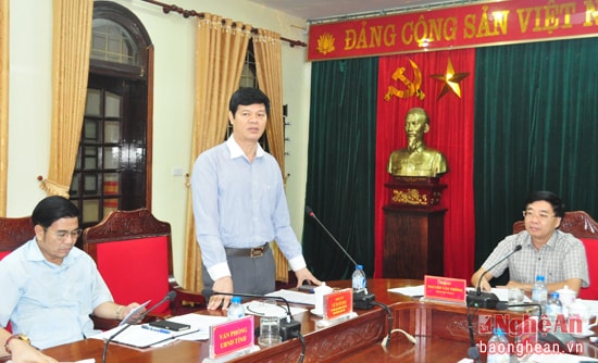 Đồng chí Lê Xuân Đại - Ủy viên BTV Tỉnh ủy, Phó Chủ tịch UBND tỉnh phát biểu tại cuộc làm việc