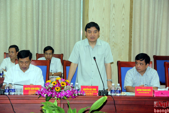 Bí thư Tỉnh ủy Nguyễn Đắc Vinh phát biểu tại buổi làm việc.