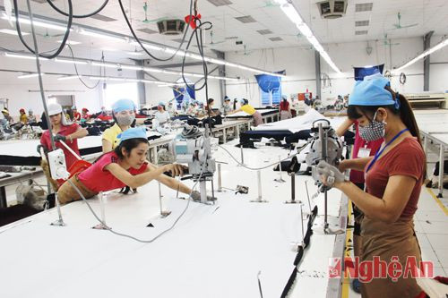 Nhà máy may NAMSUNG VINA - Hàn Quốc (cụm công nghiệp Tháp - Hồng - Kỷ, Diễn Châu) giải quyết việc làm cho nhiều lao động của địa phương (Ảnh minh họa).