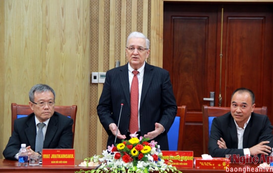 Ông David R Nardone cảm ơn sự quan tâm của lãnh đạo Nghệ An đối với dự án.
