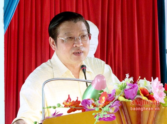 Ông Phan Đình Trạc - Ủy viên BCH Trung ương Đảng, Trưởng ban Nội chính Trung ương về phòng chống tham nhũng phát biểu tại cuộc tiếp xúc.