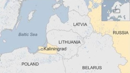 Vị trí khu vực Kaliningrad. Đồ họa: BBC.