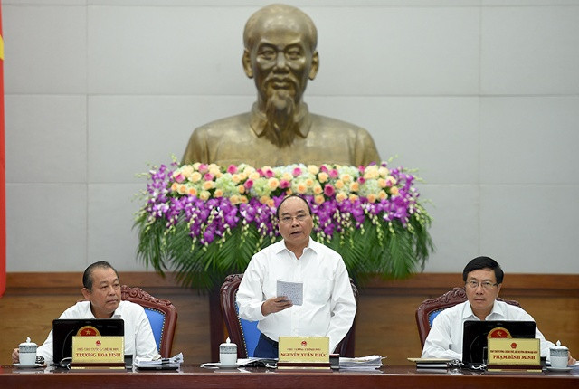 Thủ tướng Nguyễn Xuân Phúc chủ trì phiên họp Chính phủ thường kỳ tháng 9/2016. Ảnh: VGP/Quang Hiếu